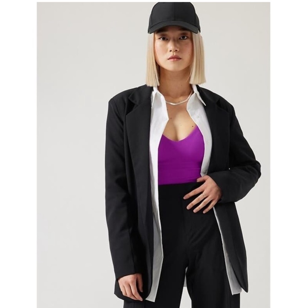 Athleta Endless Blazer Primatwill Open Front with Waist Tie Black Size 0 NWOT - Picture 3 of 13